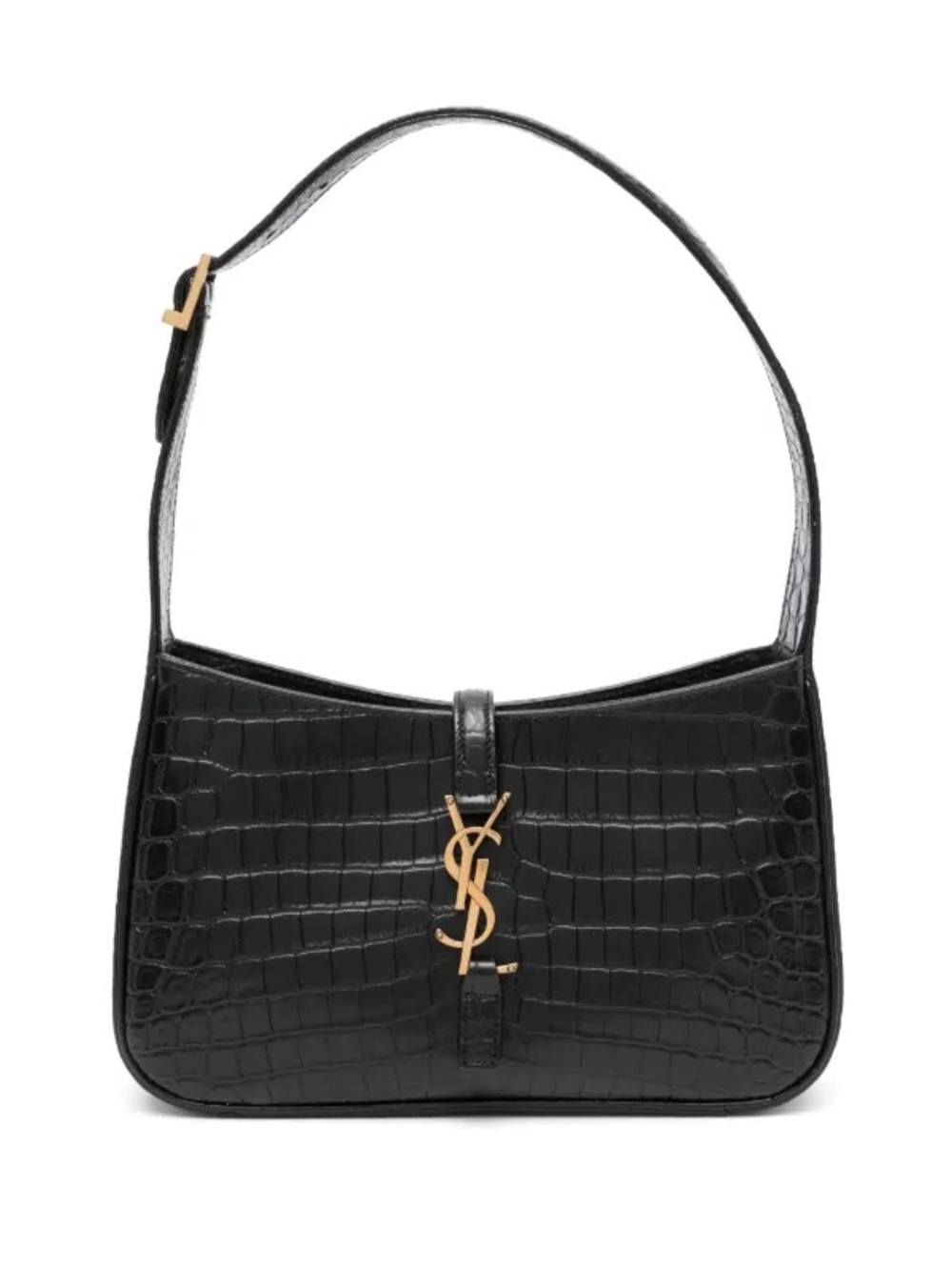 Yves Saint Laurent le 5 à 7 mini Black Croc-Embossed Leather Shoulder Bag